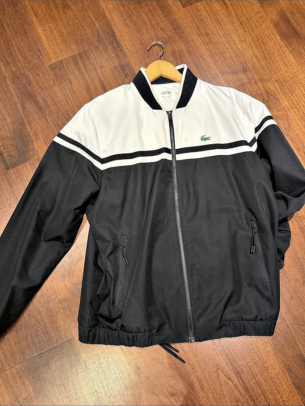 Lacoste Sport Colour-Block Tracksuit Jacket Black & White XL